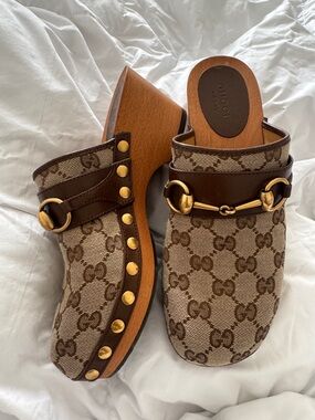 Gucci GG Canvas Horsebit Clog Mules Size 36.5 | Made in Italy
